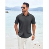 image:imageCOOFANDY Shirts for Men Short Sleeve Button Down Shirt Casual Summer Beach ShirtDark Grey