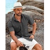 image:imageCOOFANDY Shirts for Men Short Sleeve Button Down Shirt Casual Summer Beach ShirtDark Grey
