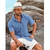 image:imageCOOFANDY Shirts for Men Short Sleeve Button Down Shirt Casual Summer Beach ShirtGrey Blue