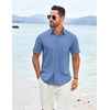image:imageCOOFANDY Shirts for Men Short Sleeve Button Down Shirt Casual Summer Beach ShirtGrey Blue