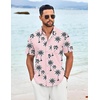 image:imageCOOFANDY Shirts for Men Short Sleeve Button Down Shirt Casual Summer Beach ShirtPink  Coconut Tree