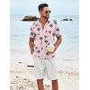 image:imageCOOFANDY Shirts for Men Short Sleeve Button Down Shirt Casual Summer Beach ShirtPink  Coconut Tree
