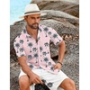 image:imageCOOFANDY Shirts for Men Short Sleeve Button Down Shirt Casual Summer Beach ShirtPink  Coconut Tree