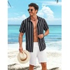 image:imageCOOFANDY Shirts for Mens Button Down Short Sleeve Shirts Casual Summer Beach Textured Shirts with PocketBlack Gray