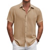 image:imageCOOFANDY Mens Button Down Shirt Short Sleeve Casual Shirts for Summer Beach Vacation ShirtsKhaki