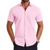 image:imageCOOFANDY Mens Button Down Shirts Short Sleeve Casual Shirt Summer Untucked Dress ShirtsPink