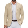image:imageCOOFANDY Mens Casual Blazer Retro Knit Sport Coat Lightweight One Button Suit JacketZkhaki