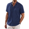 image:imageCOOFANDY Mens Casual Linen Shirts Short Sleeve Button Down Shirt Summer Beach TopsNavy Blue