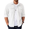 image:imageCOOFANDY Mens Corduroy Button Down Shirts Jackets Casual Long Sleeve Shacket Lightweight Overshirts with Flap PocketsWhite