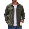image:imageCOOFANDY Mens Flannel Shirt Jacket Long Sleeve Plaid Shacket with PocketsArmy Green Solid Color