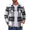 image:imageCOOFANDY Mens Flannel Shirt Jacket Long Sleeve Plaid Shacket with PocketsBlack