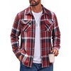 image:imageCOOFANDY Mens Flannel Shirt Jacket Long Sleeve Plaid Shacket with PocketsRed