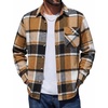 image:imageCOOFANDY Mens Flannel Shirts Long Sleeve Plaid Button Down Shirt JacketKhaki