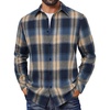 image:imageCOOFANDY Mens Flannel Shirts Long Sleeve Plaid Button Down Shirts CasualKhakiBlue