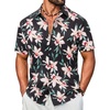 image:imageCOOFANDY Mens Hawaiian Shirt Short Sleeve Button Down Floral Aloha Shirts Tropical Vacation Beach ShirtsC  Black  Apricot Orchid
