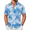 image:imageCOOFANDY Mens Hawaiian Shirt Short Sleeve Button Down Floral Aloha Shirts Tropical Vacation Beach ShirtsL  Light Blue  White Plam Leaf