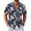 image:imageCOOFANDY Mens Hawaiian Shirt Short Sleeve Tropical Button Up Vacation Beach ShirtPink White  Leaf