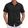 image:imageCOOFANDY Mens Linen Shirt Casual Short Sleeve Button Down Shirts Summer Beach Vacation TopsBlack