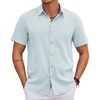image:imageCOOFANDY Mens Linen Shirt Casual Short Sleeve Button Down Shirts Summer Beach Vacation TopsLight Blue