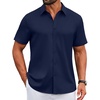 image:imageCOOFANDY Mens Untucked Dress Shirts Short Sleeve Casual Button Down ShirtNavy Blue