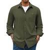 image:imageCOOFANDY Mens Waffle Button Down Shirt Long Sleeve Corduroy Shirt JacketArmy Green