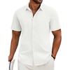 image:imageCOOFANDY Shirts for Men Short Sleeve Button Down Shirt Casual Summer Beach ShirtAwhite