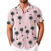 image:imageCOOFANDY Shirts for Men Short Sleeve Button Down Shirt Casual Summer Beach ShirtPink  Coconut Tree