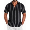 image:imageCOOFANDY Shirts for Mens Button Down Short Sleeve Shirts Casual Summer Beach Textured Shirts with PocketBlack Gray