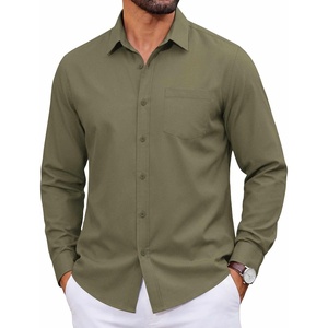 image:imageCOOFANDY Men Casual Button Down Shirt Long Sleeve Untucked Denim Dress ShirtArmy Green