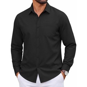 image:imageCOOFANDY Men Casual Button Down Shirt Long Sleeve Untucked Denim Dress ShirtBlack