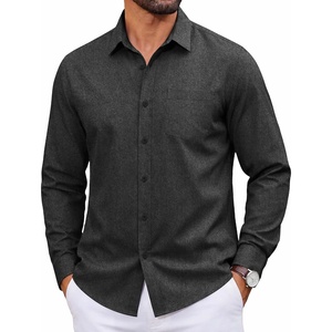 image:imageCOOFANDY Men Casual Button Down Shirt Long Sleeve Untucked Denim Dress ShirtDark Grey
