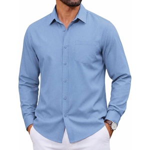 image:imageCOOFANDY Men Casual Button Down Shirt Long Sleeve Untucked Denim Dress ShirtLight Blue