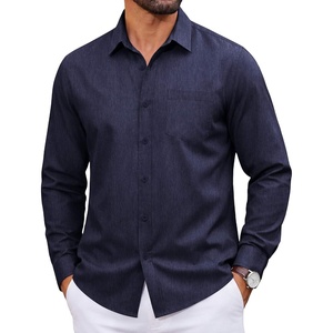 image:imageCOOFANDY Men Casual Button Down Shirt Long Sleeve Untucked Denim Dress ShirtNavy Blue