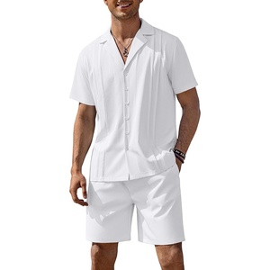 image:imageCOOFANDY Mens 2 Piece Short Set Guayabera Button Down Shirt Casual OutfitsWhite