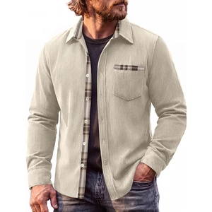 image:imageCOOFANDY Mens Button Down Shirt Long Sleeve Casual Corduroy Untucked Shirt Jacket with PocketBeige