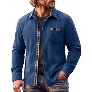 image:imageCOOFANDY Mens Button Down Shirt Long Sleeve Casual Corduroy Untucked Shirt Jacket with PocketBlue