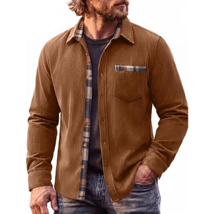 image:imageCOOFANDY Mens Button Down Shirt Long Sleeve Casual Corduroy Untucked Shirt Jacket with PocketCaramel