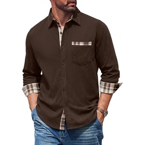 image:imageCOOFANDY Mens Button Down Shirt Long Sleeve Casual Corduroy Untucked Shirt Jacket with PocketCoffe Brown