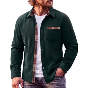 image:imageCOOFANDY Mens Button Down Shirt Long Sleeve Casual Corduroy Untucked Shirt Jacket with PocketGreen