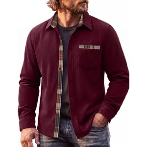 image:imageCOOFANDY Mens Button Down Shirt Long Sleeve Casual Corduroy Untucked Shirt Jacket with PocketRed