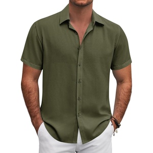image:imageCOOFANDY Mens Button Down Shirt Short Sleeve Casual Shirts for Summer Beach Vacation ShirtsArmy Green