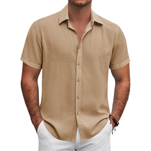 image:imageCOOFANDY Mens Button Down Shirt Short Sleeve Casual Shirts for Summer Beach Vacation ShirtsKhaki