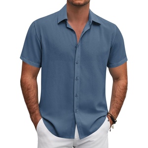 image:imageCOOFANDY Mens Button Down Shirt Short Sleeve Casual Shirts for Summer Beach Vacation ShirtsSlate Blue