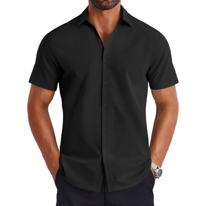 image:imageCOOFANDY Mens Button Down Shirts Short Sleeve Casual Shirt Summer Untucked Dress ShirtsBlack