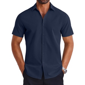 image:imageCOOFANDY Mens Button Down Shirts Short Sleeve Casual Shirt Summer Untucked Dress ShirtsNavy Blue