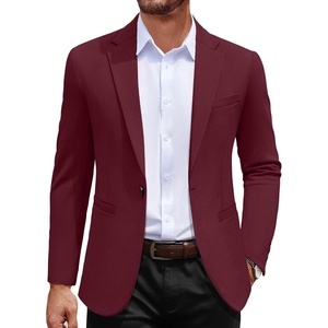 image:imageCOOFANDY Mens Casual Blazer Jacket One Button Suit Jackets Lightweight Knit Sport CoatWine Red
