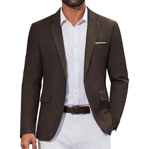 image:imageCOOFANDY Mens Casual Blazer Retro Knit Sport Coat Lightweight One Button Suit JacketAbrown