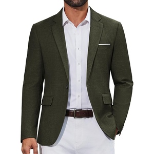image:imageCOOFANDY Mens Casual Blazer Retro Knit Sport Coat Lightweight One Button Suit JacketZarmy Green