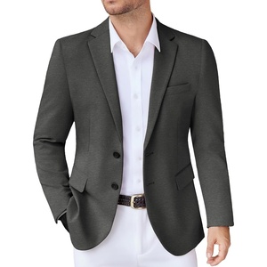 image:imageCOOFANDY Mens Casual Knit Blazer Stretch Sport Coat Two Button Suit JacketsDark Heather Grey