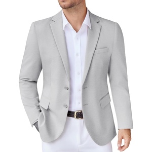 image:imageCOOFANDY Mens Casual Knit Blazer Stretch Sport Coat Two Button Suit JacketsLight Heather Grey